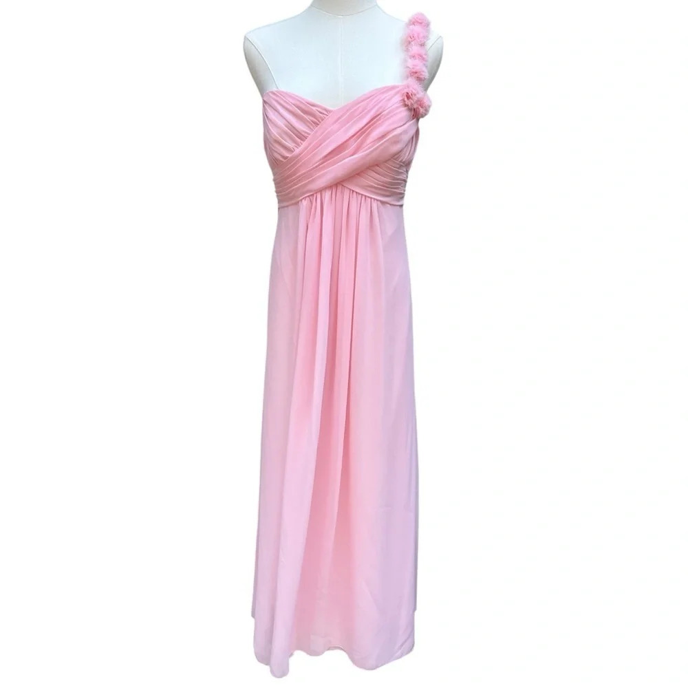 Val Stefani Pink One-Shoulder Sweetheart Neckline Formal Gown Size 14